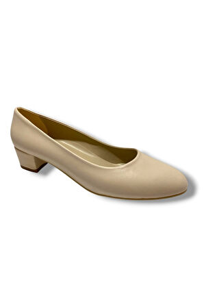 C-Shoes TR30-25 Deri Oval Burun Kalın Topuklu Kadın Ayakkabı 41-42
