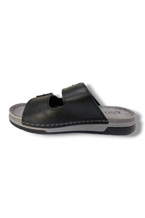 Enova M253-0202-25 Deri Anatomik Soft Çift Bant Erkek Terlik
