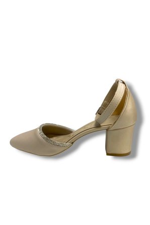 C-Shoes 105-25 Saten Ağzı Taşlı Kalın Topuk Kadın Ayakkabı