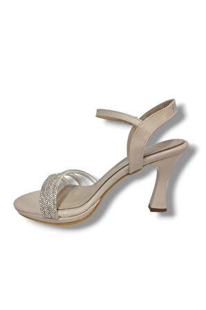 Erbay 84-25 Deri 3 Bant Taşlı Kadın Sandalet