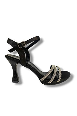 Erbay 484-25 Parlak Deri 3 Bant Taşlı Kadın Sandalet