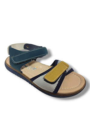 Şiringenç 1538-20 Anatomik Çirt Bant Örgü Kumaş Erkek Çocuk Sandalet Lacivert Sari 31-36