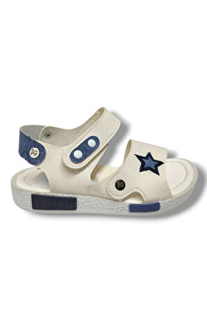 Şiringenç 1542-20 Anatomik Çirt Bant Yıldız Erkek Çocuk Sandalet Beyaz Mavi 26-30