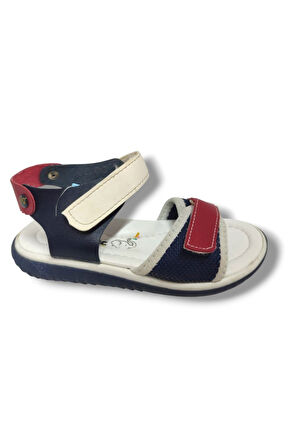 Şiringenç 1543-20 Anatomik Çirt Bant Örgü Kumaş Erkek Çocuk Sandalet Lacivert Kırmızı 26-30
