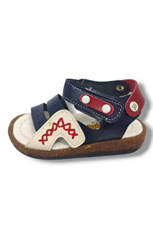 Şirinbebe 1546-20 Anatomik Dikiş Çirtli Erkek Çocuk Sandalet Lacivert Beyaz 21-25