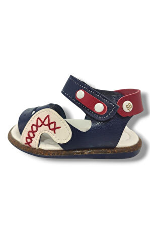 Şirinbebe 1547-20 Anatomik Dikiş Çirtli Bebek Erkek Sandalet Lacivert Beyaz 18-20