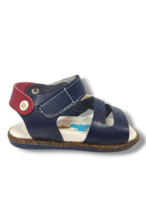 Şirinbebe 1547-20 Anatomik Dikiş Çirtli Bebek Erkek Sandalet Lacivert Beyaz 18-20