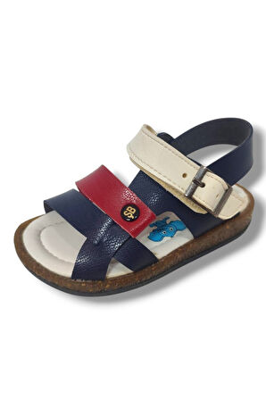 Şirinbebe 1549-20 Anatomik 3 Bant Kemer Tokalı Erkek Çocuk Sandalet Lacivert Kırmızı 21-25