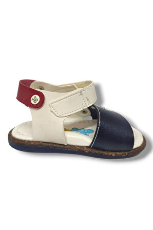 Şirinbebe 1550-20 Anatomik Yıldız Desen Cirtli Erkek Çocuk Sandalet Lacivert Beyaz 21-25