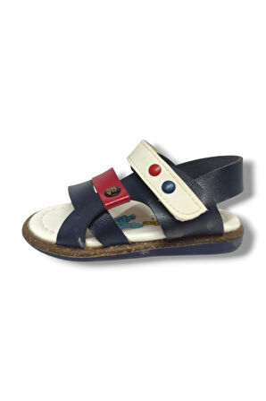 Şirinbebe 1575-20 Anatomik 3 Bant Kemer Tokalı Erkek Çocuk Sandalet Lacivert Beyaz 18-20