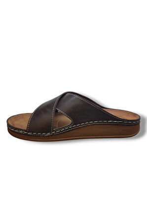 Enova M224-0102-25 Deri Anatomik Çapraz Bant Erkek Terlik