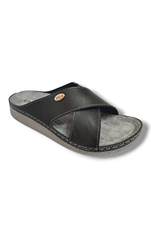 Enova M224-0102-25 Deri Anatomik Çapraz Bant Erkek Terlik