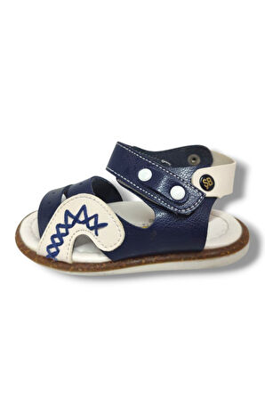 Şirinbebe 1596-20 Anatomik Dikiş Cırtlı Bebek Erkek Sandalet Lacivert Beyaz 21-25 600