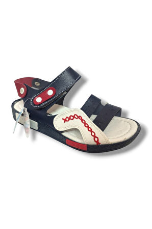 Şirinbebe 1601-20 Anatomik Dikiş Cırtlı Erkek Çocuk Sandalet Lacivert Beyaz 26-30