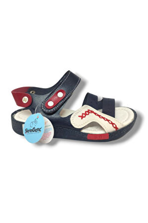 Şirinbebe 1601-20 Anatomik Dikiş Cırtlı Erkek Çocuk Sandalet Lacivert Beyaz 26-30