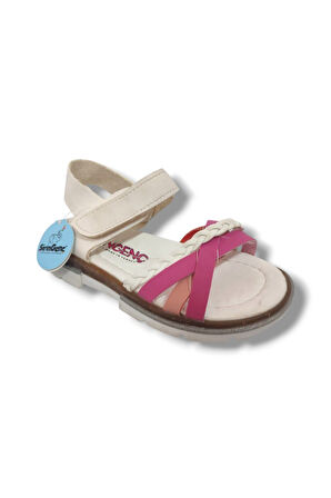 Şiringenç 1618-20 Çapraz Örgü Şerit Kız Çocuk Sandalet Beyaz Pembe 26-30