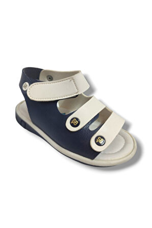 Şirinbebe 1633-20 Anatomik Tek Cirtli Erkek Çocuk Sandalet Lacivert Beyaz 21-25