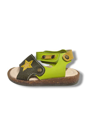 Şirinbebe 1663-20 Anatomik Yıldız Desen Cirtli Erkek Çocuk Sandalet Haki Yeşil 21-25