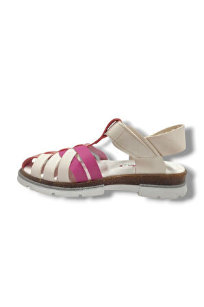 Şiringenç 1677-20 Çapraz Şerit Kız Çocuk Sandalet Beyaz Pembe 31-35