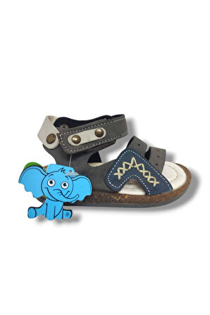 Şirinbebe 1690-20 Anatomik Dikiş Cırtlı  Erkek Sandalet Füme Lacivert 21-25