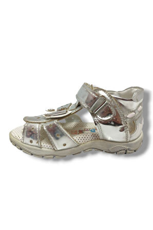 Beebron 1698-20 Çiçek Cırtlı Kız Çocuk Sandalet 21-25