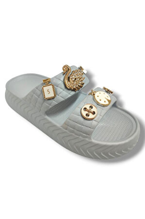 Apella E800-17-25 Yeni Örgülü Taşli Kadın Terlik