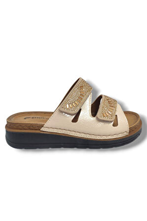 Enova M3-25 Anatomik Taşlı Çift Bant Cırtlı Kadın Terlik