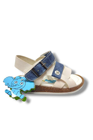 Şirinbebe 1719-20 Anatomik 3 Bant Kemer Tokalı Erkek Çocuk Sandalet Beyaz Mavi 21-25