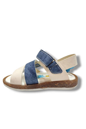 Şirinbebe 1719-20 Anatomik 3 Bant Kemer Tokalı Erkek Çocuk Sandalet Beyaz Mavi 21-25