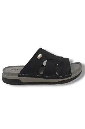 Enova E508-25 Deri Anatomik Tek Bant Tokalı Erkek Terlik