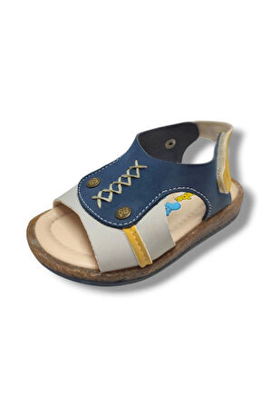 Şirinbebe 1731-20 Orta Dikişli Erkek Çocuk Sandalet Lacivert Sarı 21-25