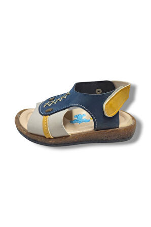 Şirinbebe 1731-20 Orta Dikişli Erkek Çocuk Sandalet Lacivert Sarı 21-25