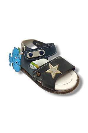 Şirinbebe 1734-20 Anatomik Yıldız Desen Cirtli Erkek Çocuk Sandalet Lacivert Füme 18-20