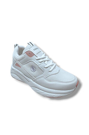 Queen Step 2110-25 Deri Anorak Anatomik Kadın Sneaker Beyaz Pembe