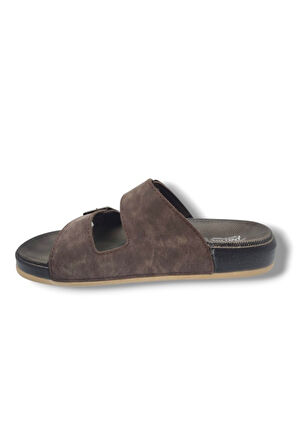 Parmi 25901-25 Deri Çift Bant Anatomik Erkek Terlik