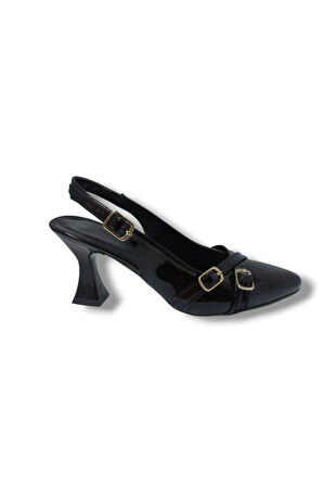 Mengi M901-25 Rugan Bantlı İnce Topuk Kadın Ayakkabı