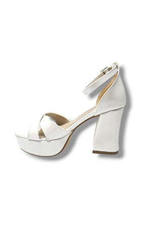 Defne 787-25 Deri Çapraz Bant Kalın Topuk(10cm) Anatomik Kadın Sandalet