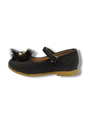 Hoppy Bebek 3017-20 Baskı Deri Tüylü Kız Çocuk Babet