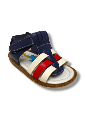Şirinbebe 3019-20 3 Şeritli Cırt Bant Erkek Çocuk Sandalet Lacivert Kırmızı 21-25