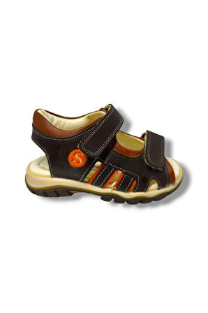 Seyfı 3051-20 2 Cırtlı Erkek Sandalet Kahverengi Turuncu