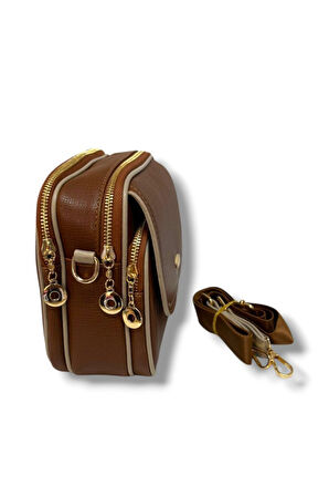 Cakgo 318-26 Deri 3 Bölmeli Çapraz Omuz Askılı Kadın Çanta