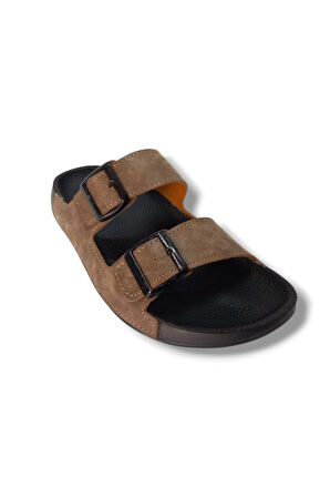 Witta 52551-25 Deri Çift Bant Anatomik Erkek Terlik