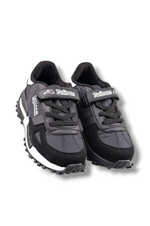 Tutinom 807-26 Anatomik Paraşüt Kumaş Çocuk Sneaker Siyah Beyaz 31-35