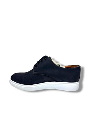 Rasgo 5150-26 Baskı Deri Bağcıklı Erkek Ayakkabı Lacivert Beyaz