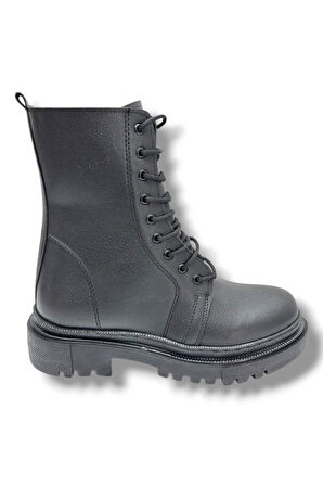 Şanzelize K-42-26 Anatomik Cilt Deri Fermuarlı Bağcıklı Postal Kadın Bot