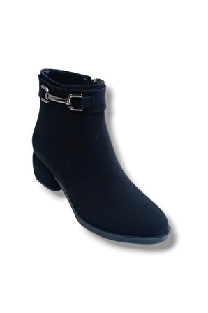 Erbay 538-26 Yağlı Deri Anatomik Taşlı Toka Kalın Topuk Kadın Bot