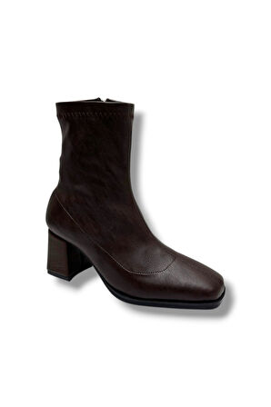 Kılınç 565-26 Cilt Deri Fermuarlı Kalın Topuk Kadın Bot