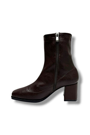 Kılınç 565-26 Cilt Deri Fermuarlı Kalın Topuk Kadın Bot