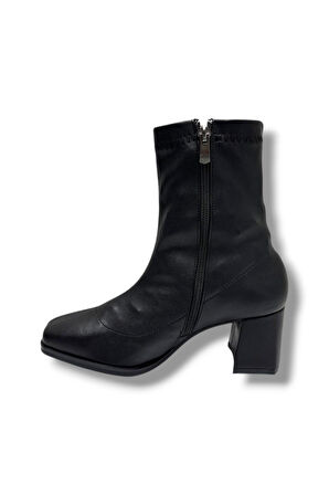 Kılınç 565-26 Cilt Deri Fermuarlı Kalın Topuk Kadın Bot