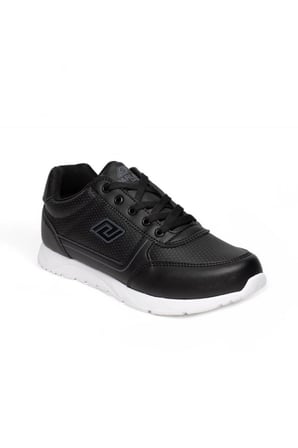 Parley 256-26 Deri Anatomik Bağcıklı Kadın Sneaker Siyah Beyaz